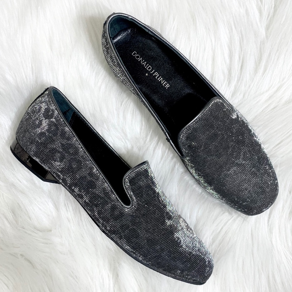 SOLD-Donald J. Pliner Metallic Leopard Loafers - Picture 1 of 8